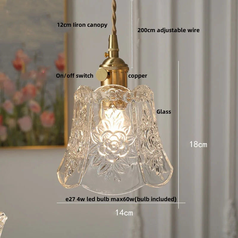 Nordic Clear Glass Pendant Light with Knob Switch