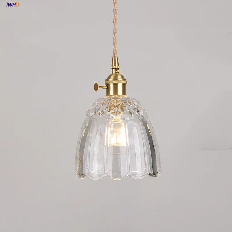 Nordic Clear Glass Pendant Light with Knob Switch