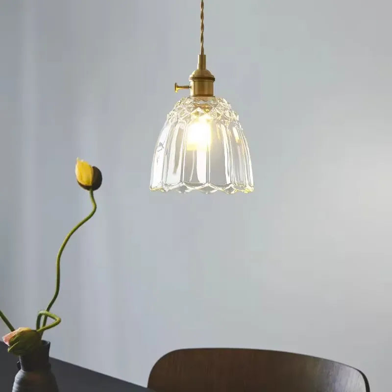 Nordic Clear Glass Pendant Light with Knob Switch