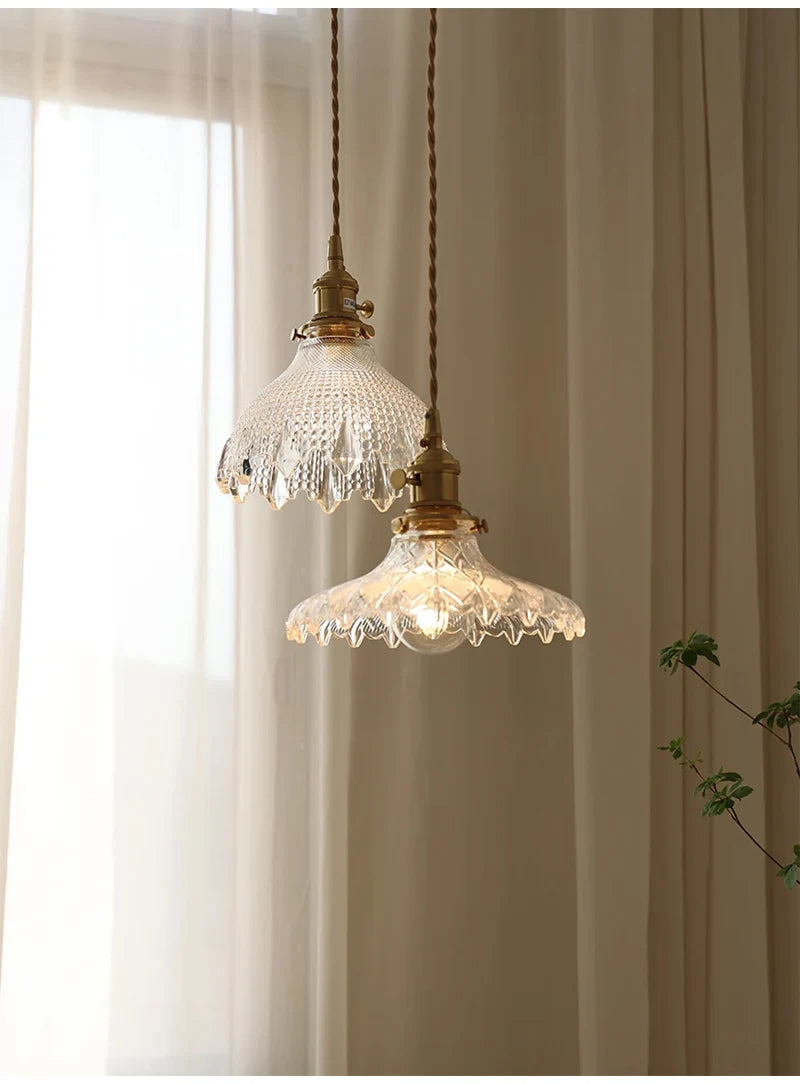 Green Glass Pendant Light – Vintage Iron Hanging Lamp