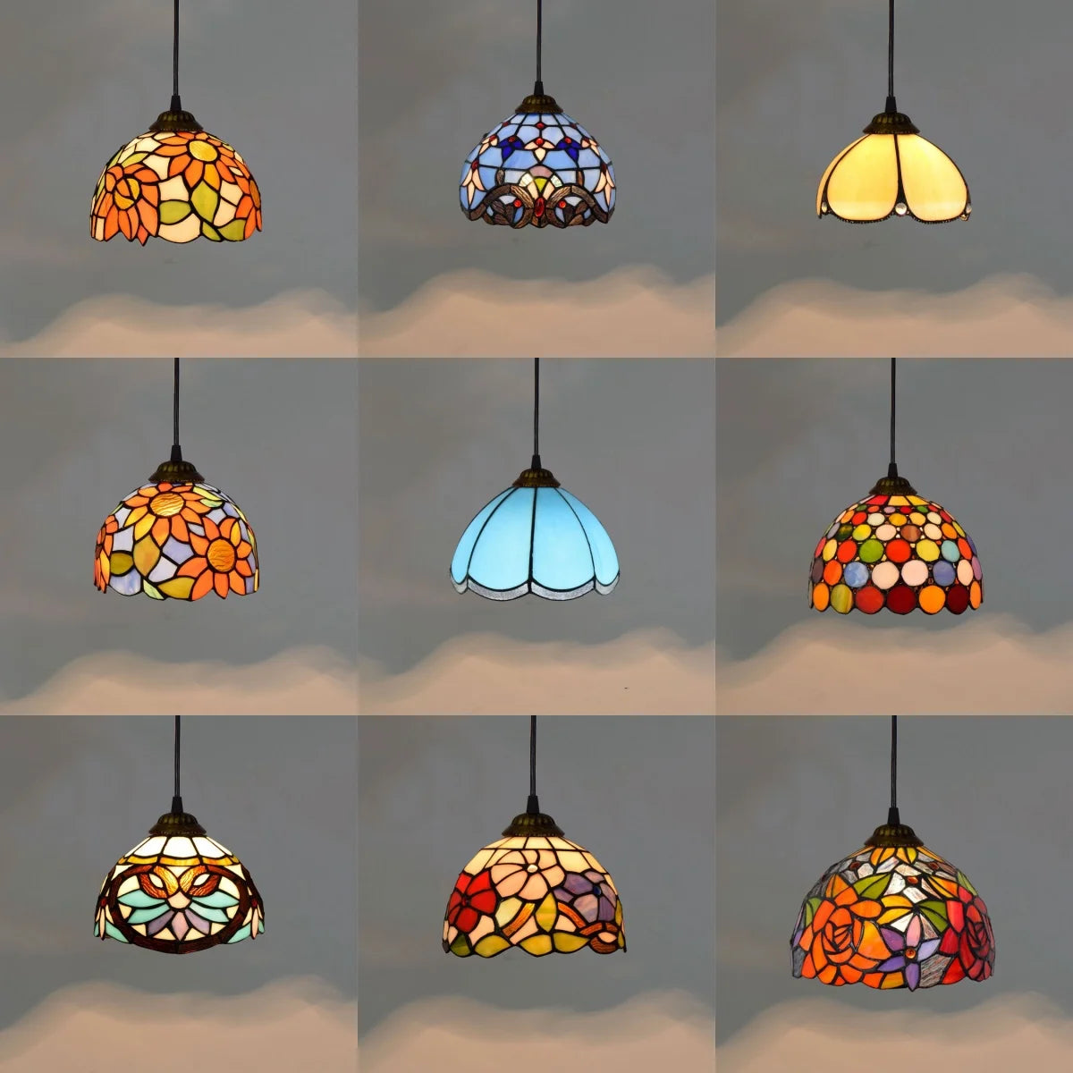 Stained Glass Pendant Light – 20cm European Hanging Lamp
