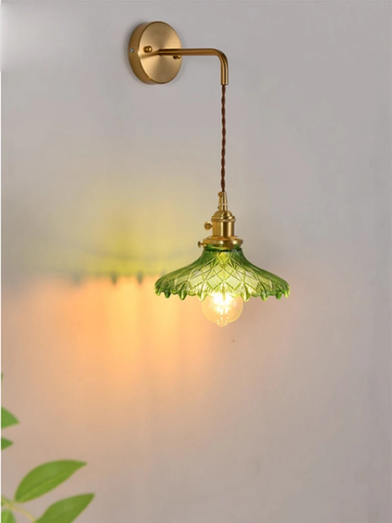 Green Glass Pendant Light – Vintage Iron Hanging Lamp