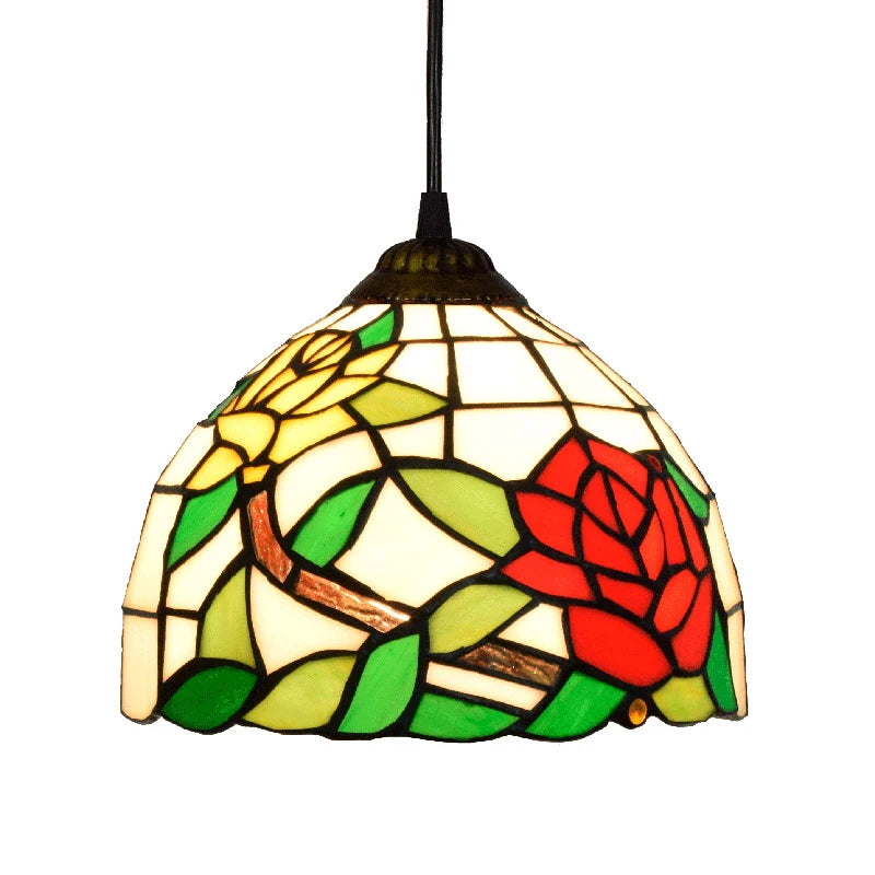 Stained Glass Pendant Light – 20cm European Hanging Lamp