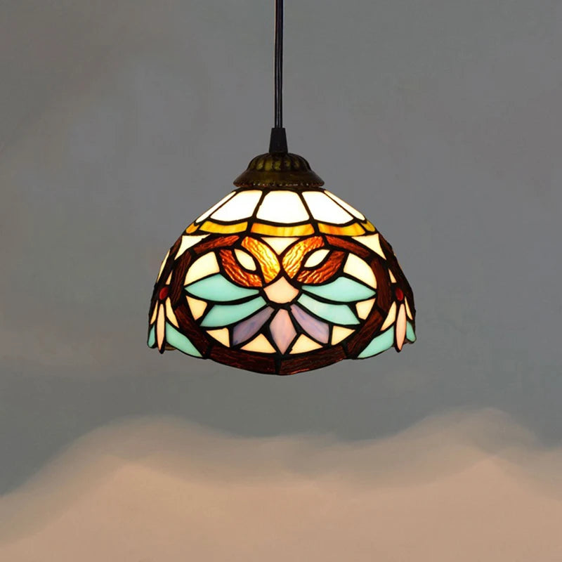 Stained Glass Pendant Light – 20cm European Hanging Lamp