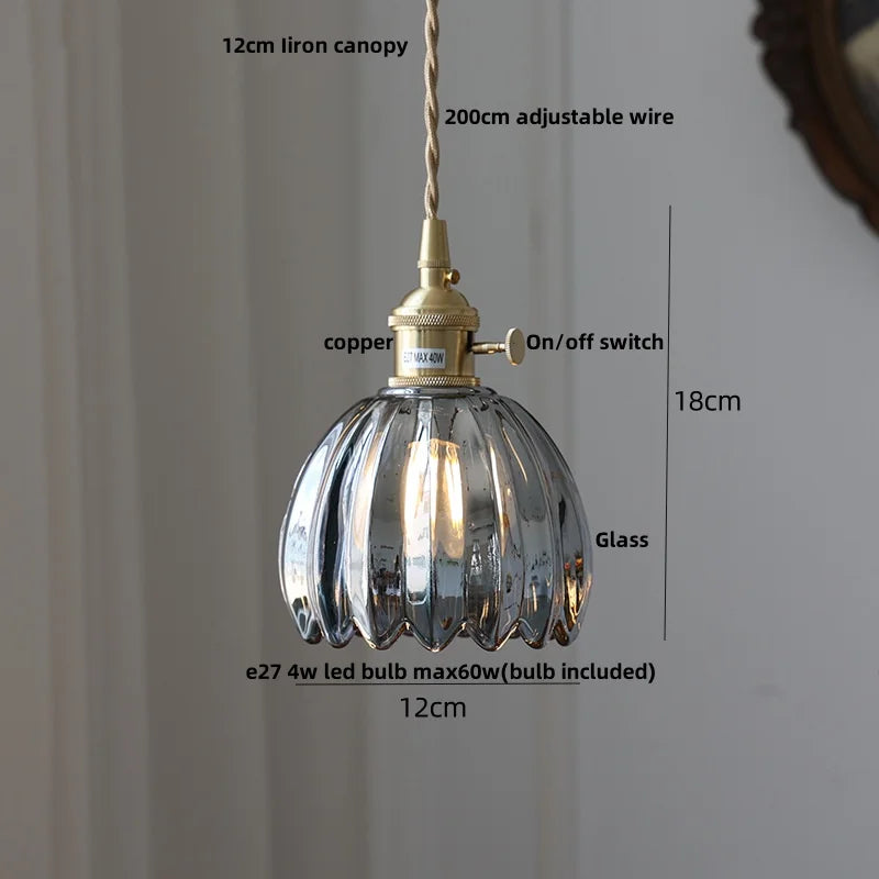 Nordic Clear Glass Pendant Light with Knob Switch