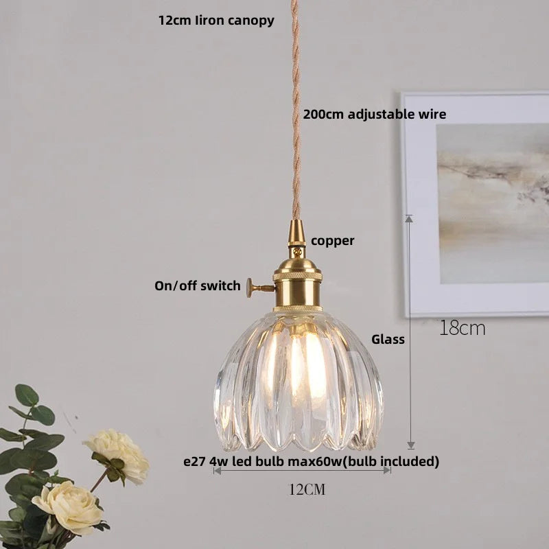Nordic Clear Glass Pendant Light with Knob Switch