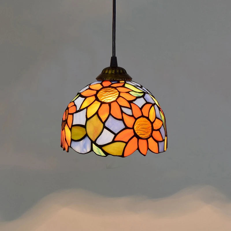 Stained Glass Pendant Light – 20cm European Hanging Lamp