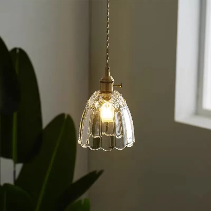 Nordic Clear Glass Pendant Light with Knob Switch