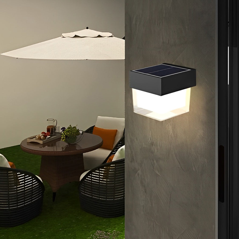 Modern Solar LED Outdoor Wall Light - Black Iron Waterproof