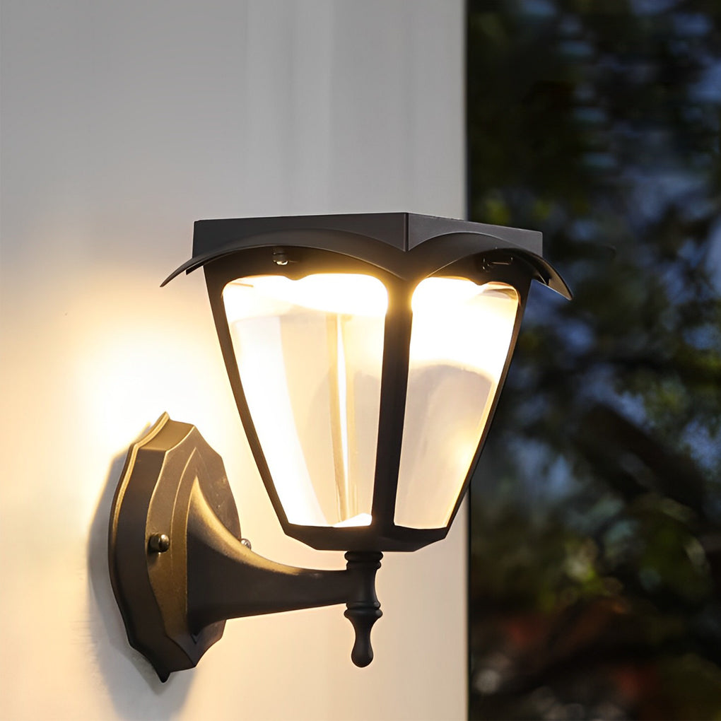 Solar Powered LED Outdoor Wall Light - Modern Black Aluminum