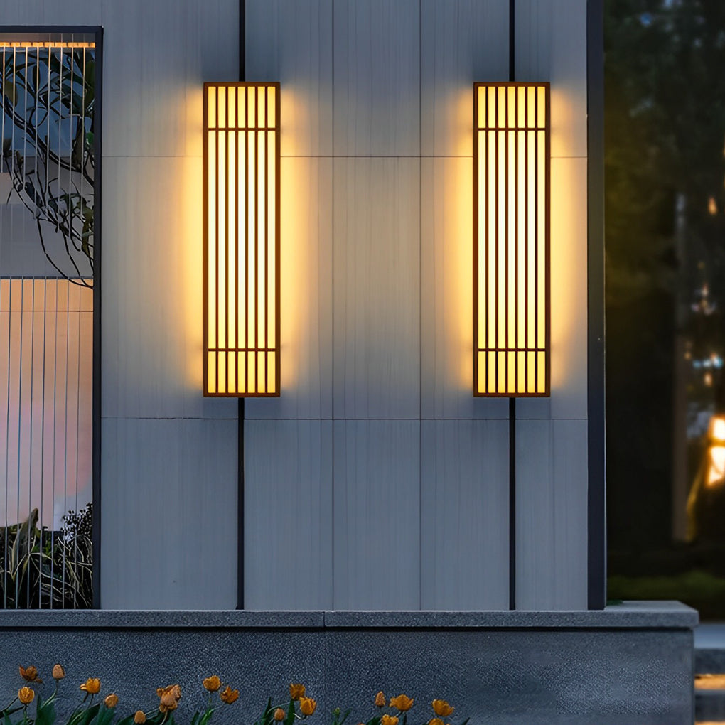 Industrial Vertical Stripe LED Outdoor Wall Lamp – Brown