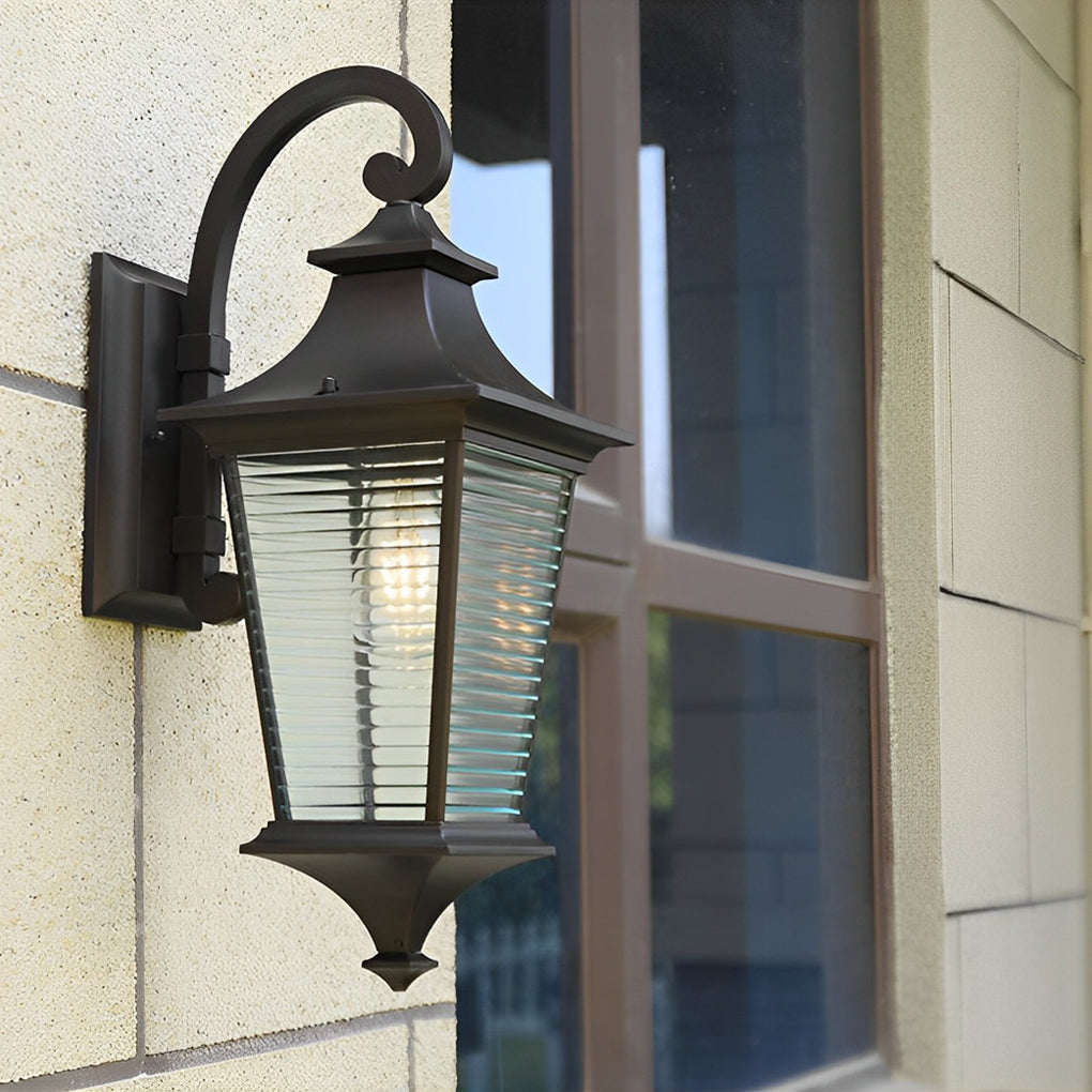 Modern Striped Glass Outdoor Wall Light - Waterproof Aluminum