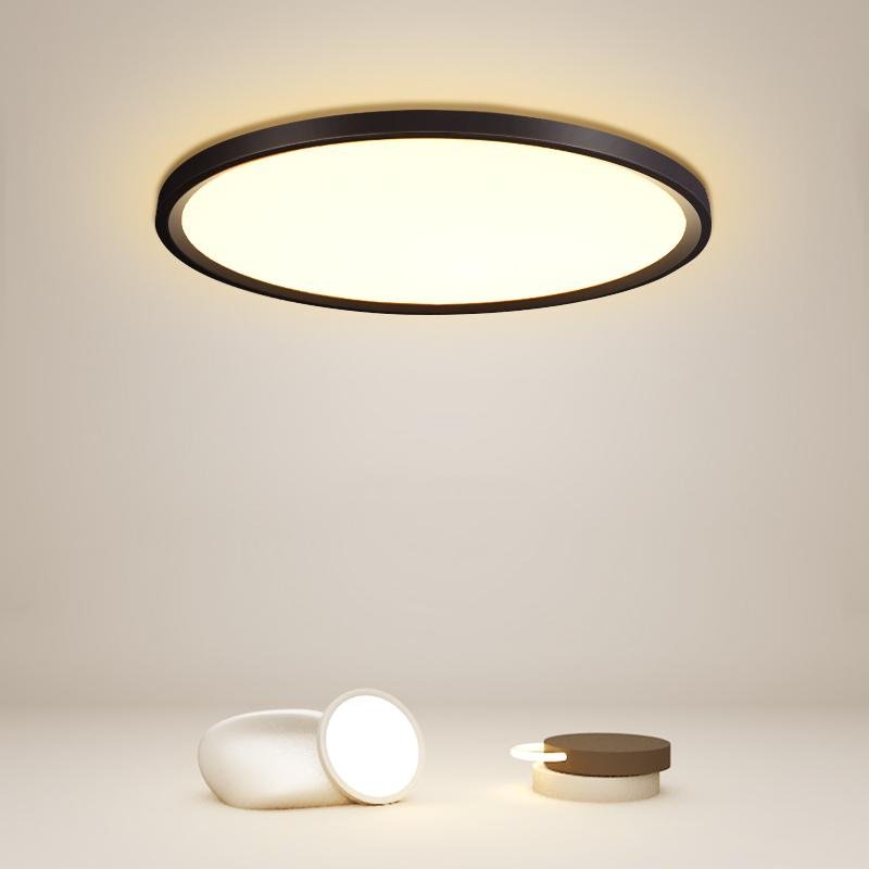Modern Black Circle LED Flush Mount Ceiling Light with Dimming