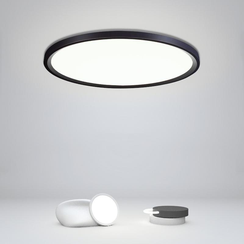 Modern Black Circle LED Flush Mount Ceiling Light with Dimming