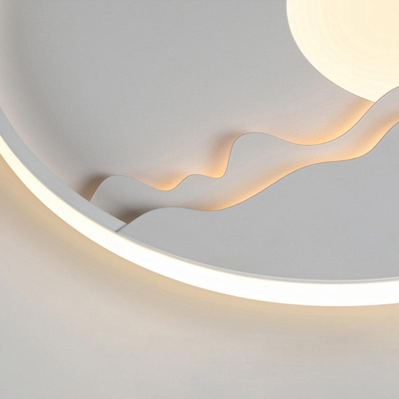 Modern Aluminum LED Moon Pattern Wall Sconce - 3 Color Modes