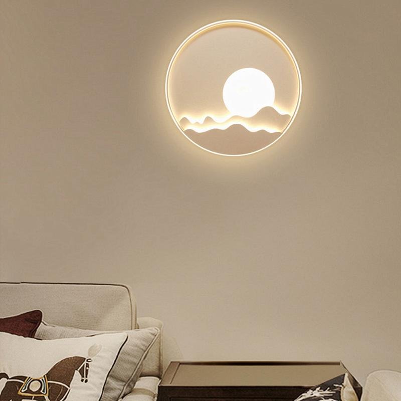Modern Aluminum LED Moon Pattern Wall Sconce - 3 Color Modes