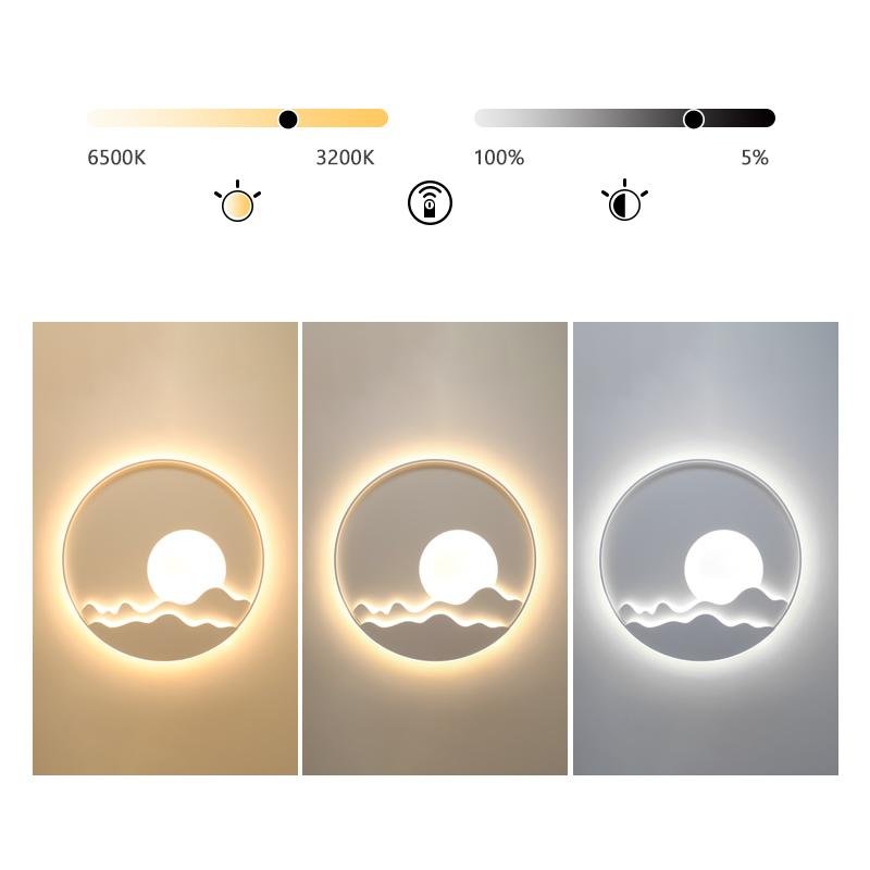 Modern Aluminum LED Moon Pattern Wall Sconce - 3 Color Modes