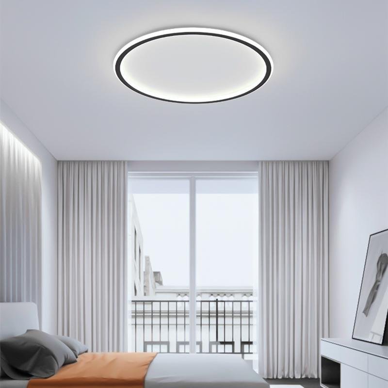 Modern Black Halo Flush Mount LED Ceiling Light with Stepless Dimming