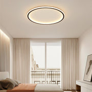 Modern Black Halo Flush Mount LED Ceiling Light with Stepless Dimming
