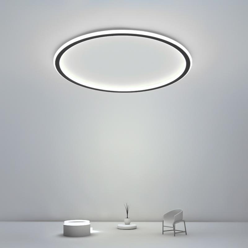 Modern Black Halo Flush Mount LED Ceiling Light with Stepless Dimming