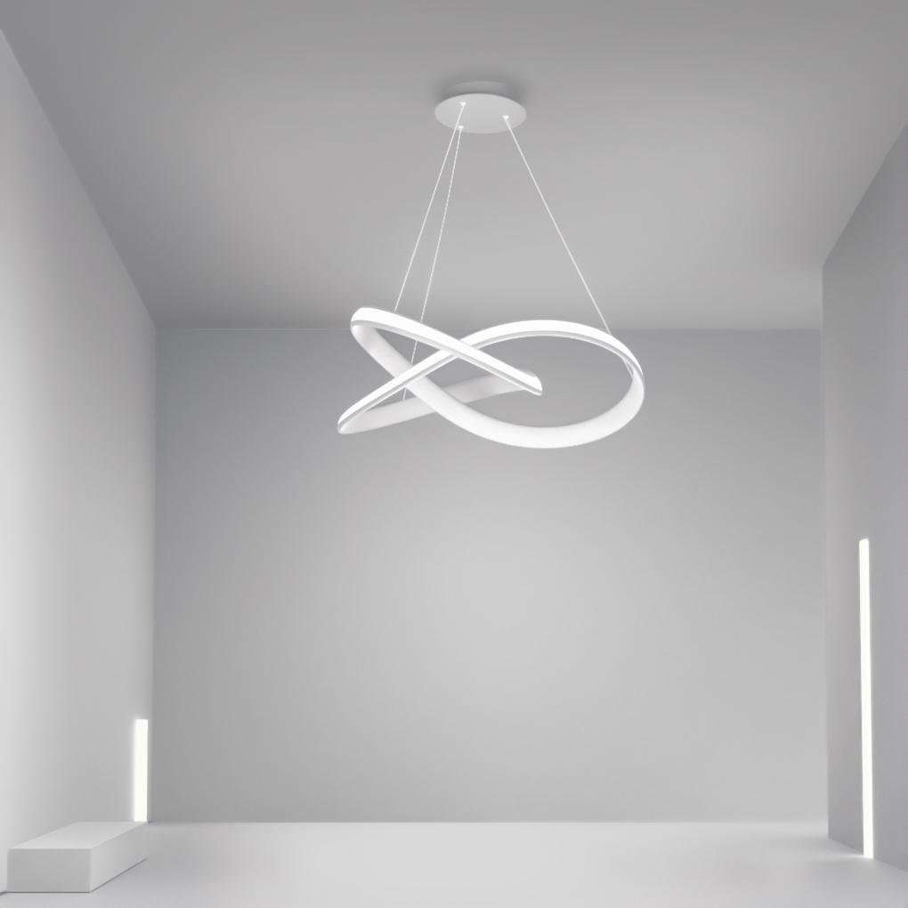 Modern Ribbon Pendant Light with Remote Control - Aluminum & PMMA