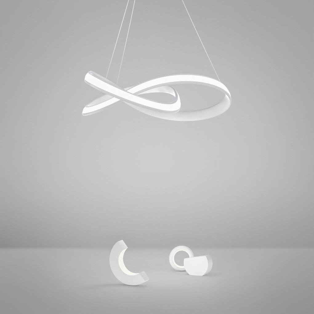 Modern Ribbon Pendant Light with Remote Control - Aluminum & PMMA