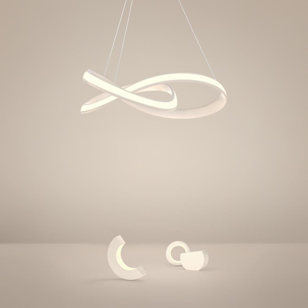 Modern Ribbon Pendant Light with Remote Control - Aluminum & PMMA