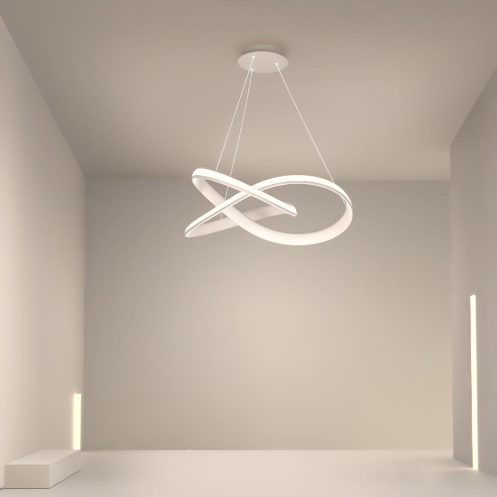 Modern Ribbon Pendant Light with Remote Control - Aluminum & PMMA