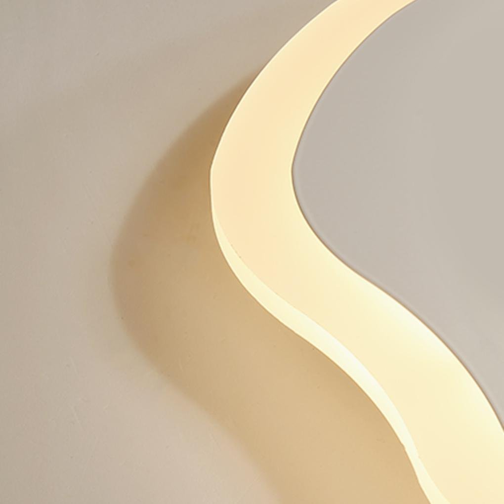 Rippled White Flush Mount LED Ceiling Light – Modern Minimalist