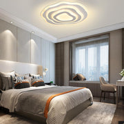 Rippled White Flush Mount LED Ceiling Light – Modern Minimalist