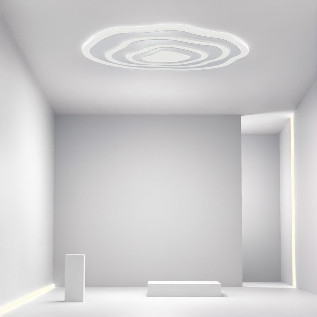 Rippled White Flush Mount LED Ceiling Light – Modern Minimalist