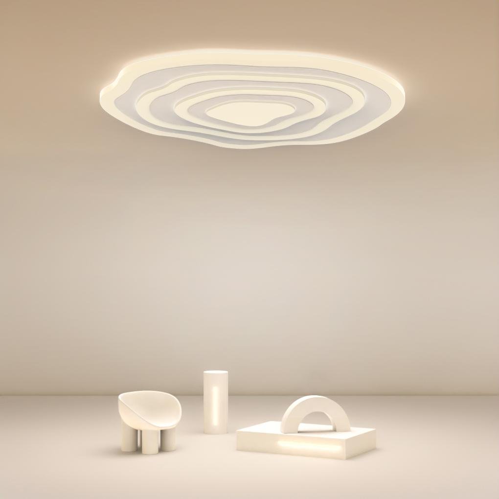 Rippled White Flush Mount LED Ceiling Light – Modern Minimalist