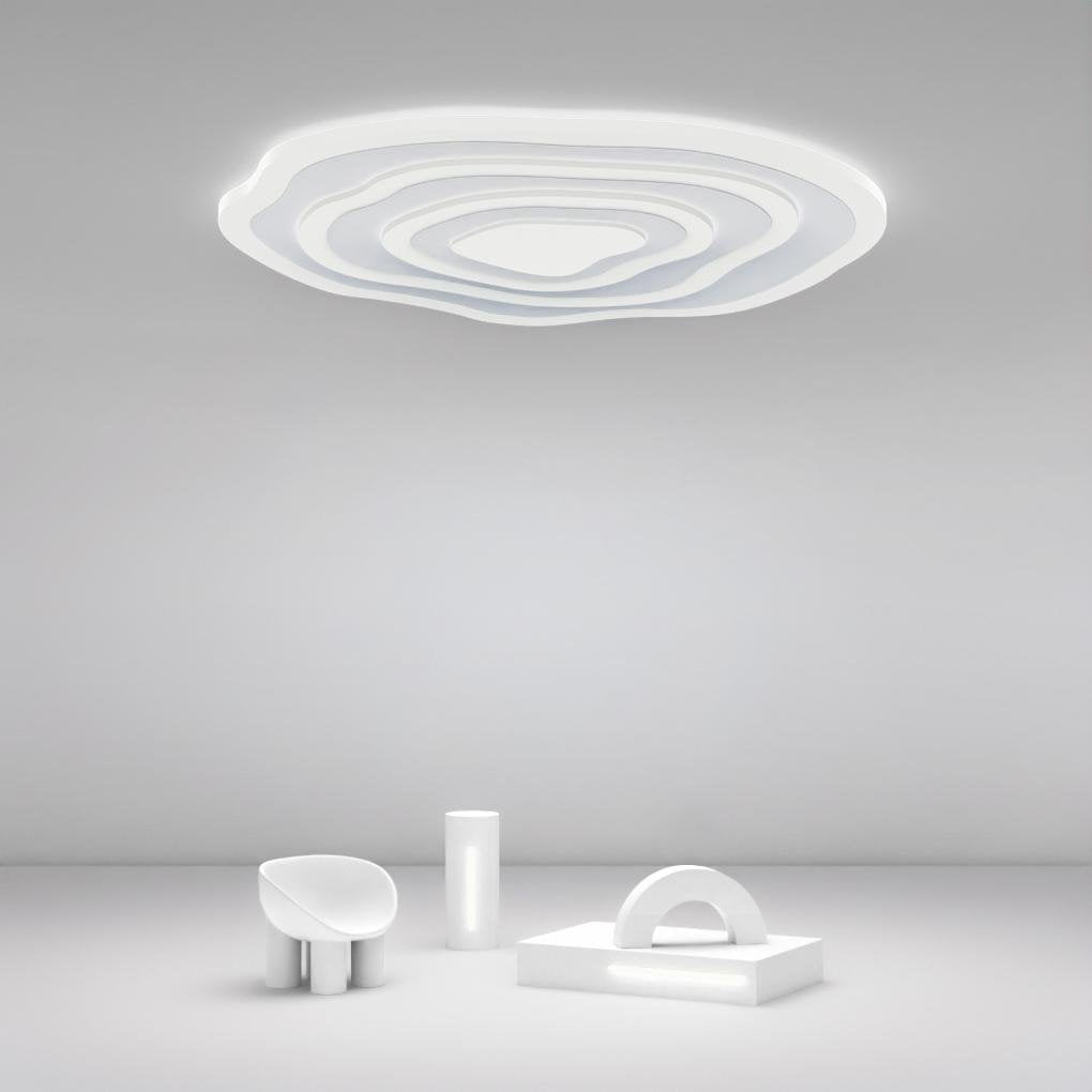 Rippled White Flush Mount LED Ceiling Light – Modern Minimalist