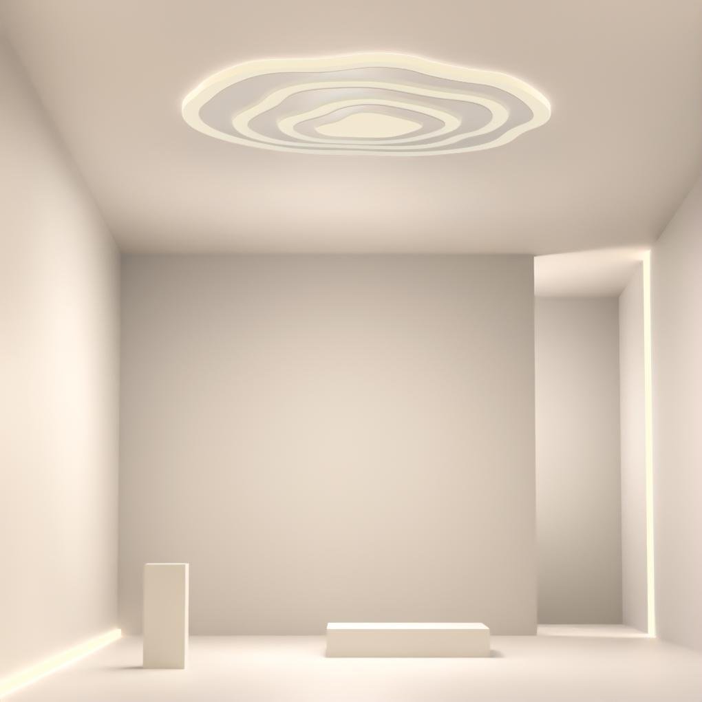 Rippled White Flush Mount LED Ceiling Light – Modern Minimalist