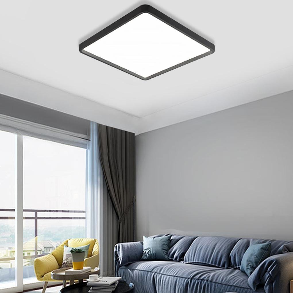 Modern Square Flush Mount Ceiling Light - Black Aluminum Frame
