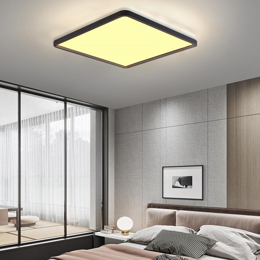 Modern Square Flush Mount Ceiling Light - Black Aluminum Frame