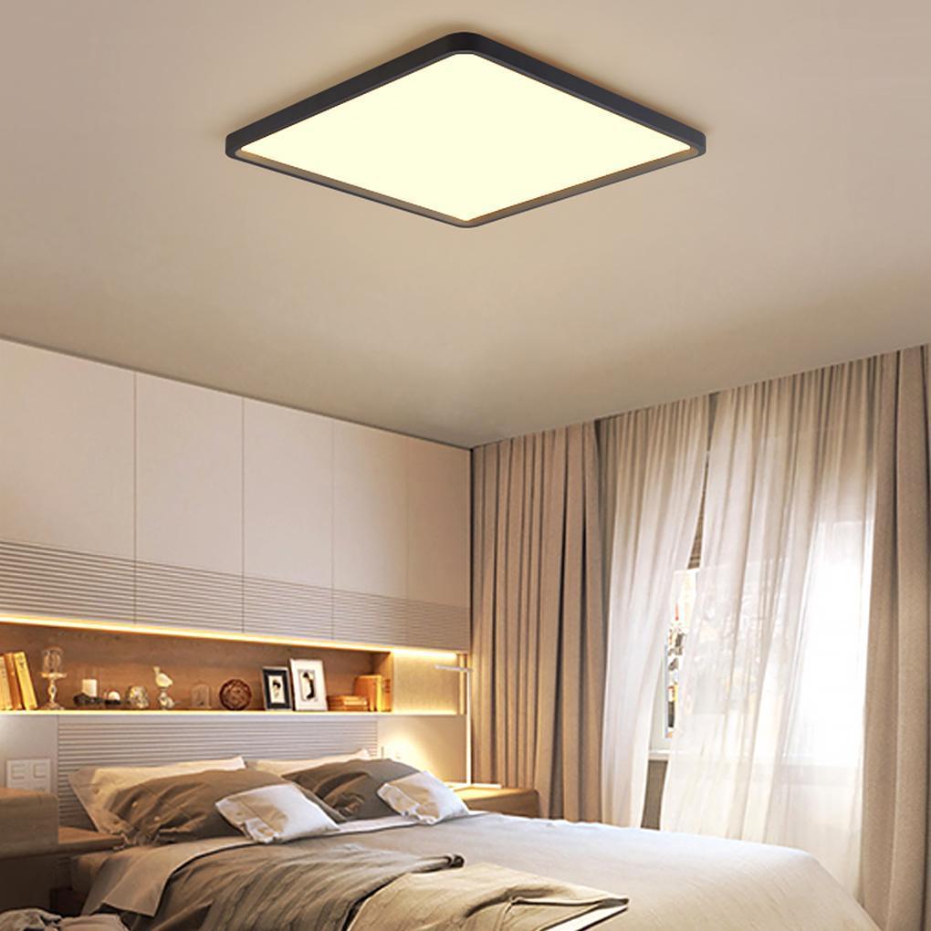 Modern Square Flush Mount Ceiling Light - Black Aluminum Frame