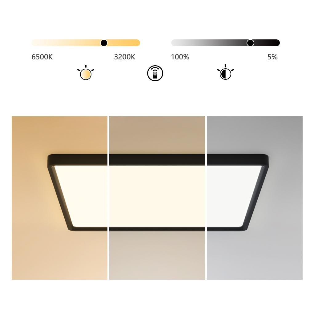 Modern Square Flush Mount Ceiling Light - Black Aluminum Frame