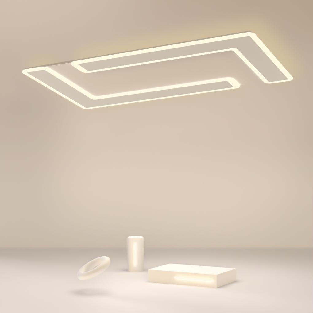 Modern Geometric Flush Mount LED Ceiling Light in White