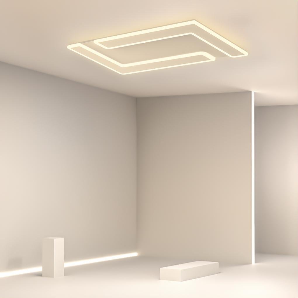 Modern Geometric Flush Mount LED Ceiling Light in White