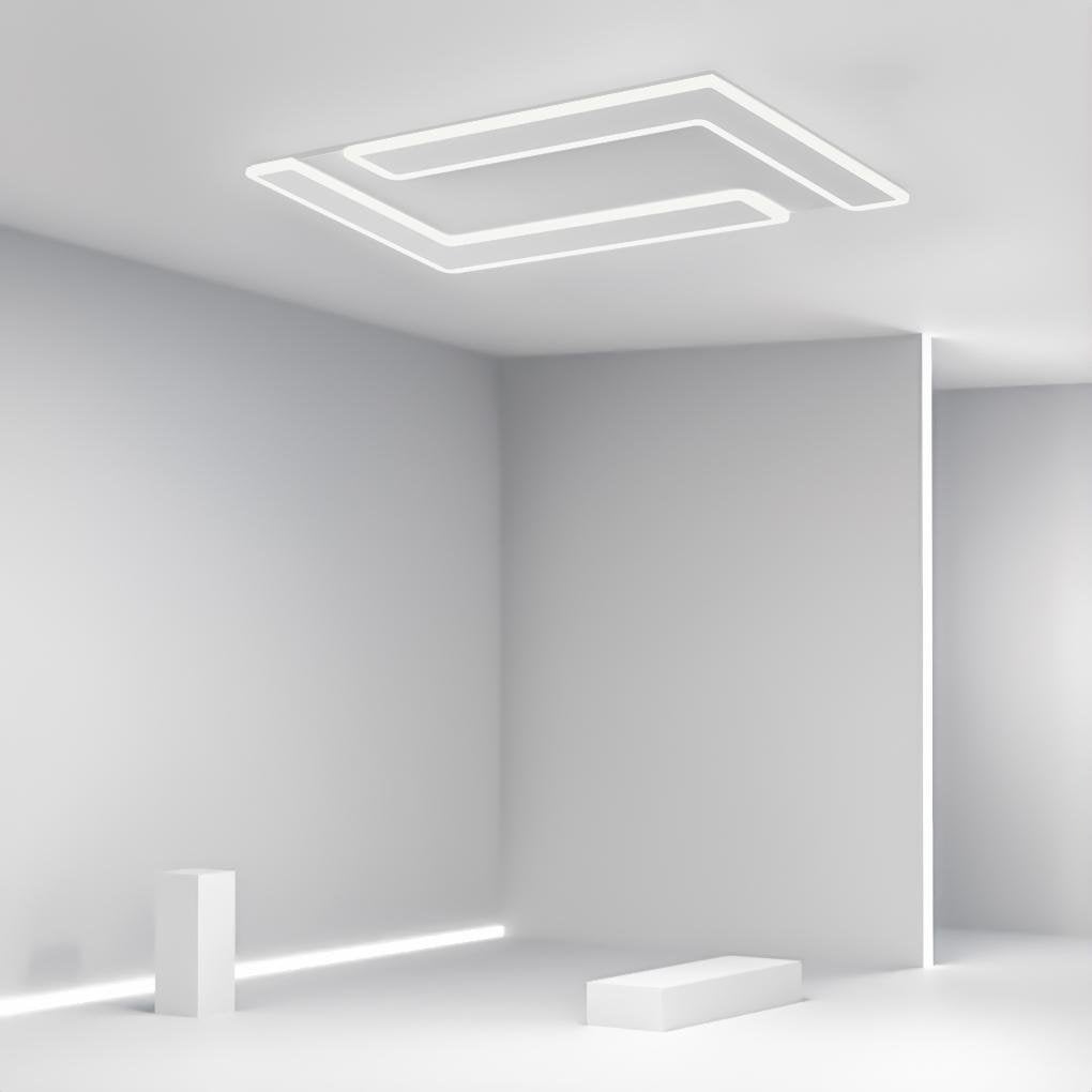 Modern Geometric Flush Mount LED Ceiling Light in White