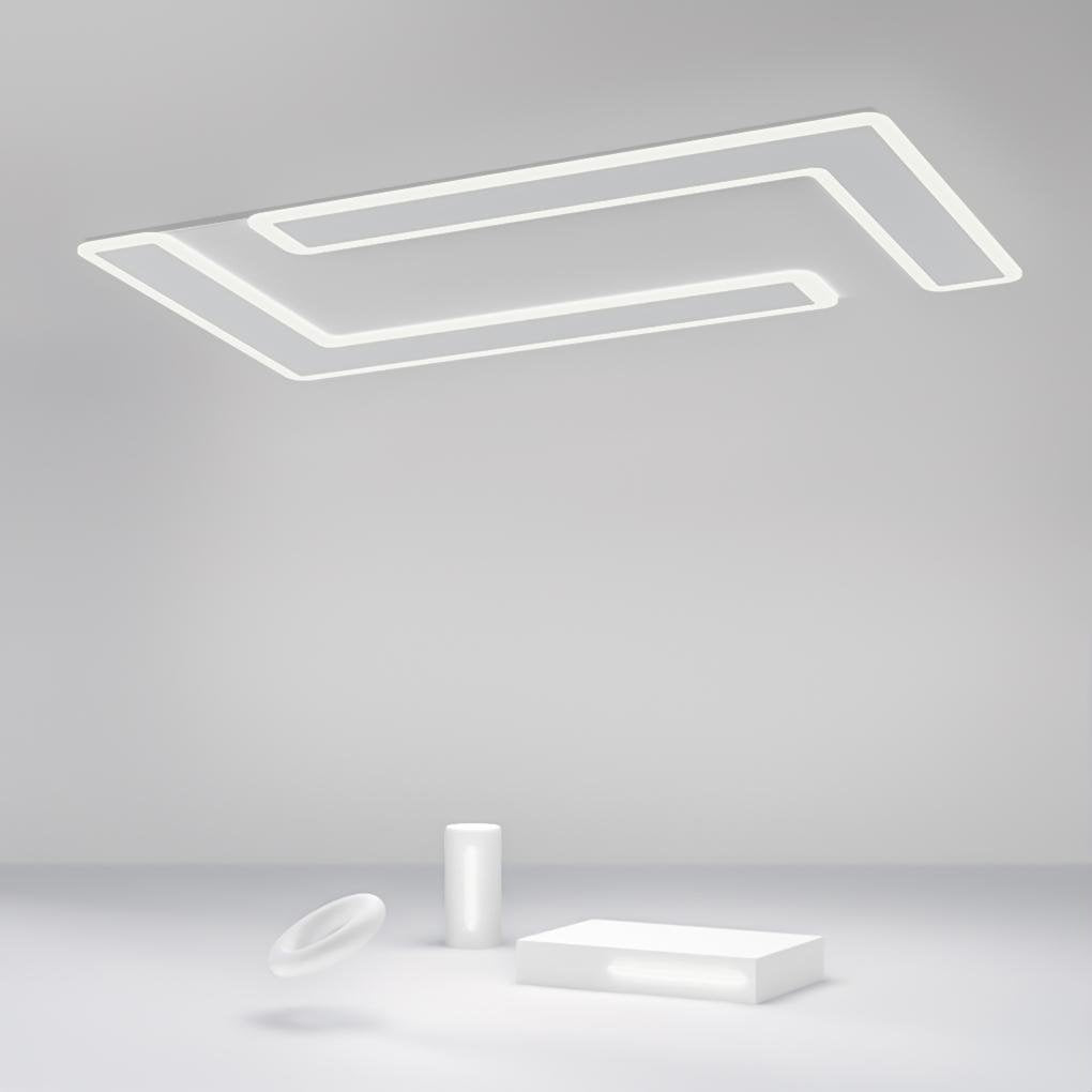 Modern Geometric Flush Mount LED Ceiling Light in White