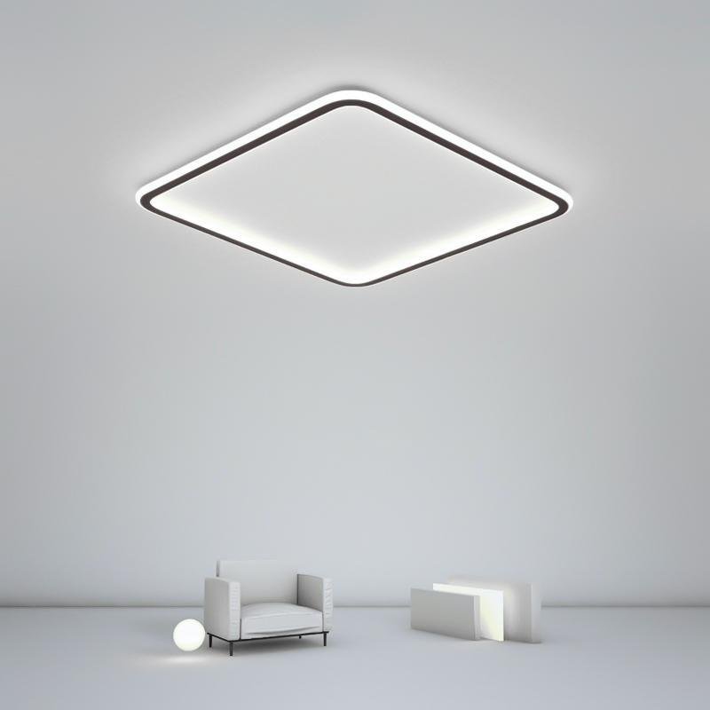 Square Modern Flush Mount Ceiling Light with Remote Control