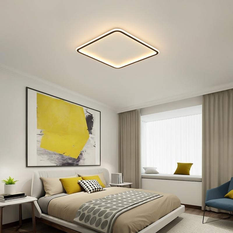 Square Modern Flush Mount Ceiling Light with Remote Control