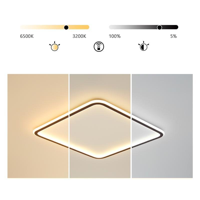 Square Modern Flush Mount Ceiling Light with Remote Control