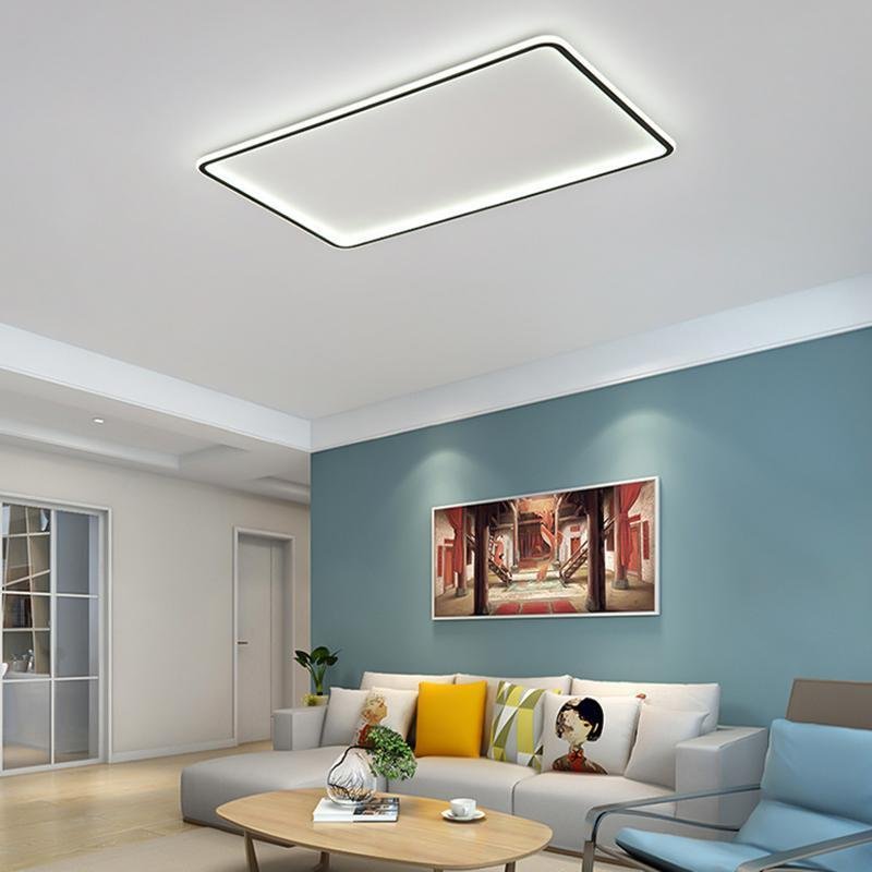 Modern Rectangular Flush Mount LED Ceiling Light with Remote Control