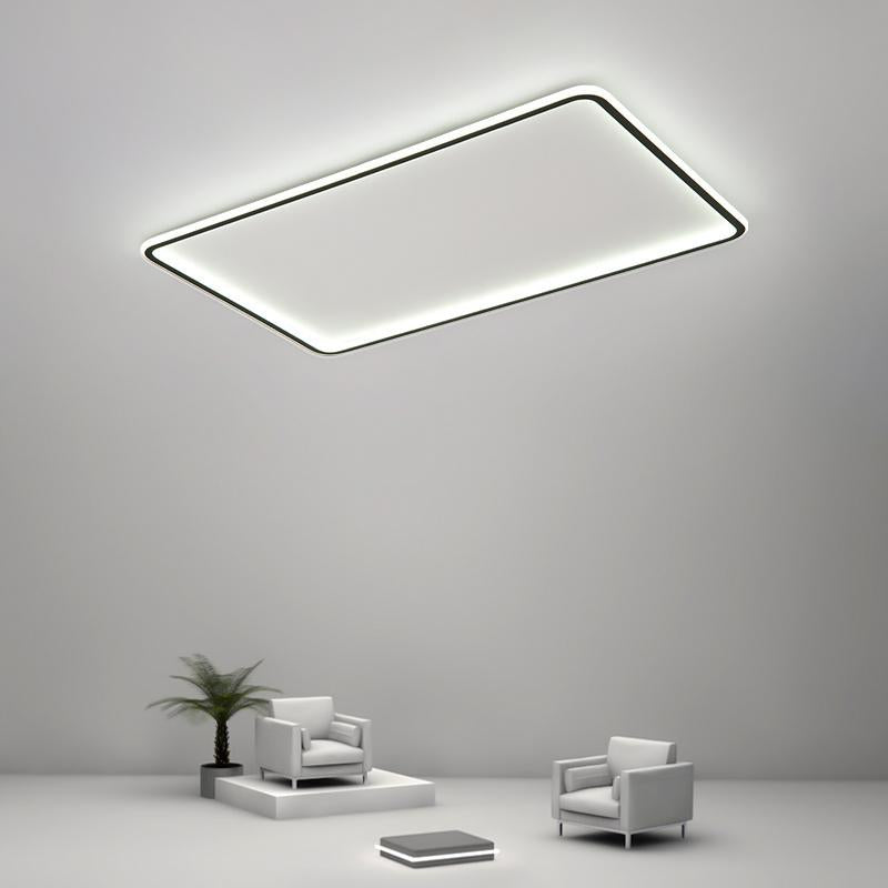 Modern Rectangular Flush Mount LED Ceiling Light with Remote Control
