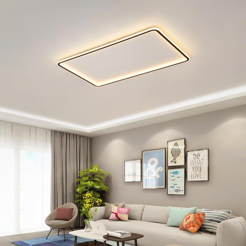 Modern Rectangular Flush Mount LED Ceiling Light with Remote Control