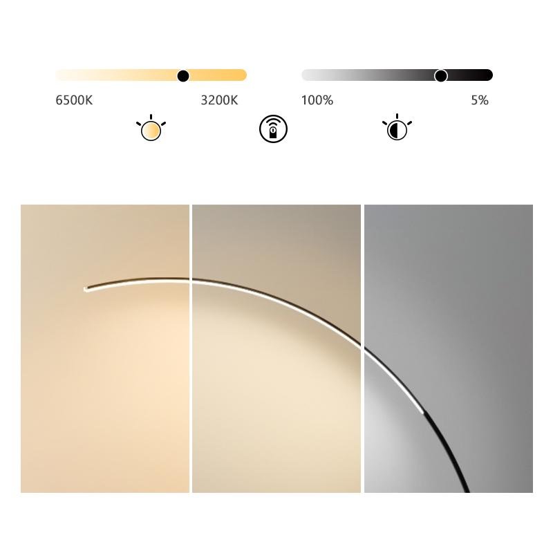 Modern LED Arc Floor Lamp with Dimmable Remote Control