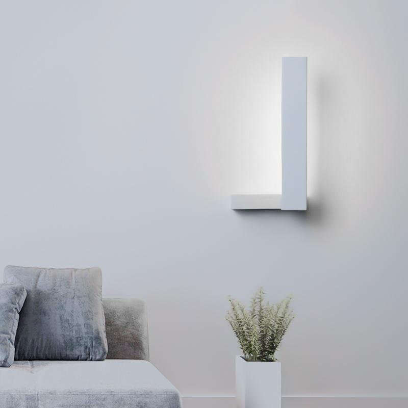 Modern L-Shaped LED Wall Sconce - Black & White Aluminum